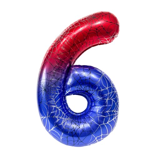 Mavouri Spider Geburtstagsdeko 6 Jahre Junge, Spinne Luftballon 6 Jahre Junge, Spinnen 40 Zoll Luftballons Zahlen 6, Spidey Folienballon 6. Geburtstag Jungen, Spider Ballon 6 Geburtstag Jungen von Mavouri