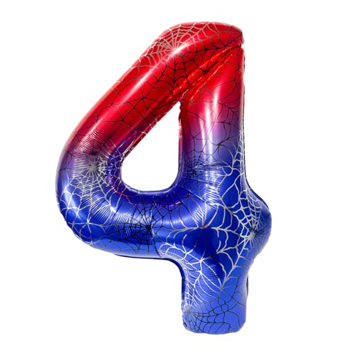 Mavouri Spidey Geburtstagsdeko 4 Jahre Junge, Spinne Luftballon 4 Jahre Jungen, Spider 40 Zoll Luftballons Zahlen 4, Spinnen Deko 4. Geburtstag Junge, Spidey Ballon 4 Geburtstag Jungen von Mavouri