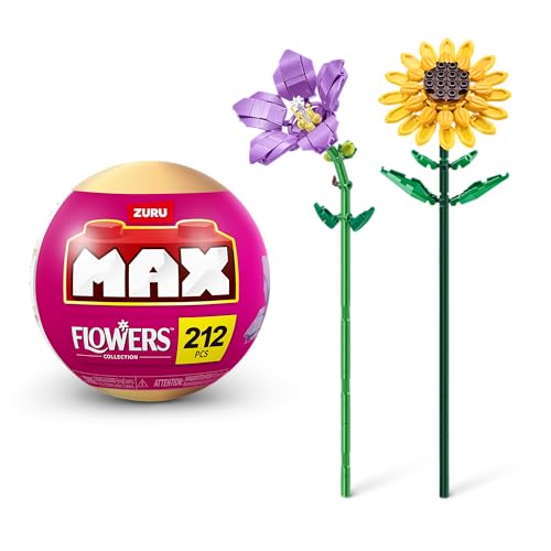 MAX Premium Flowers Bausteine (Ballonblume und Sonnenblume)(bis zu 243 Teile, 2 Blumen pro Kapsel, 10 zum Sammeln) von ZURU von MAX