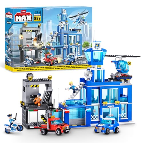MAX Adventure Spielset Polizeizentrale (889 Teile) Bausteine Spielzeug für Kinder ab 5 Jahren Fahrzeuge Auspacken Entdecken von MAX