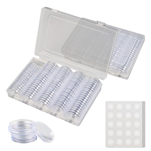 MaxEarn 200 Stücke 30mm Münzkapseln mit Aufbewahrungsbox, Kunststoff Durchsichtig Münzhalter Kapseln 17|20|25|27|30mm, für 2 Euro Münzen, Sammlermünzen, Gedenkmünzen, Sondermünzen, mit 200 Innenpads von MaxEarn