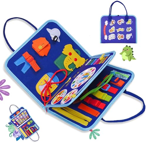 Busy Board für Kleinkinder, 20-in-1Activity Busy Board, Montessori-Spielzeug für Kinder von 1–6 Jahren,sensorisches Brettspielzeug zum Erlernen der Feinmotorik,Geschenk für Mädchen und Jungen-Blue von MaxRenard