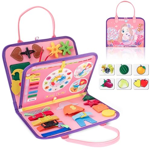 Busy Board Ruhiges Buch 20 Montessori Spielzeug ab 1 2 3 4 Jahre Lernspielzeug Activity Board Kleinkinder Kind Motorikspielzeug Geschenk Junge Mädchen Baby Sensorik Spielzeug (Rosa, 1er-Pack) Busy Board Ruhiges Buch 20 Montessori Spielzeug ab 1 2 3 4 Jahre Lernspielzeug Activity Board Kleinkinder Kind Motorikspielzeug Geschenk Junge Mädchen Baby Sensorik Spielzeug (Rosa, 1er-Pack) von MaxRenard