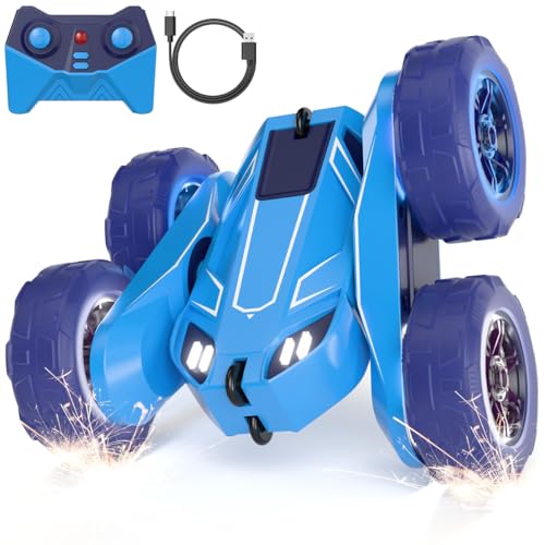 2,4G Direktladung Ferngesteuertes Auto mit LED | RC Stunt-Auto 360° Flips & Kippschutz – Robustes Fernsteuerungsauto 15km/h 4WD für Kinder 3-12 Jahre – Langlebiges Kinderspielzeug für Drinnen/Draußen von MaxTronic