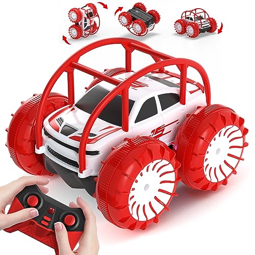 MaxTronic Direktladung Ferngesteuertes Auto mit LED Licht, Amphibien Wasserdichter RC Stunt Auto 360° Flips, 4WD 15KM/H Offroad 2.4G Monste Truck Spielzeug Mädche Jungen für Kinder ab 3 Jahren von MaxTronic