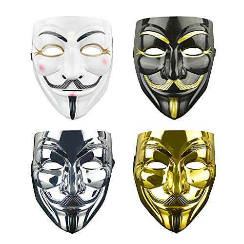 Maxee 4 Stück Halloween Gesicht Maske - Anonyme V Für Vendetta Guy Masken für Kostüm Cosplay Party Erwachsene Maxee 4 Stück Halloween Gesicht Maske - Anonyme V Für Vendetta Guy Masken für Kostüm Cosplay Party Erwachsene von Maxee