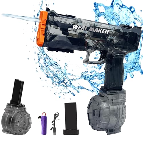 Maxee Elektrische Wasserpistole, Spielzeug Wasserpistolen mit Licht, EIN-Knopf Automatische Wasserspritzpistolen für Kinder Erwachsene Sommer Schwimmbad Party Strand im Freien Black Maxee Elektrische Wasserpistole, Spielzeug Wasserpistolen mit Licht, EIN-Knopf Automatische Wasserspritzpistolen für Kinder Erwachsene Sommer Schwimmbad Party Strand im Freien Black von Maxee