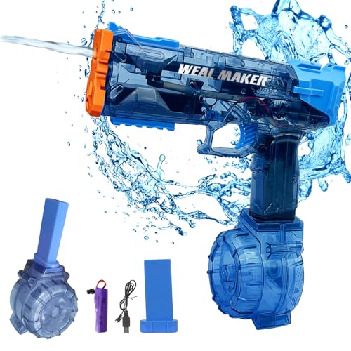 Maxee Elektrische Wasserpistole, Spielzeug Wasserpistolen mit Licht, EIN-Knopf Automatische Wasserspritzpistolen für Kinder Erwachsene Sommer Schwimmbad Party Strand im Freien Blau von Maxee