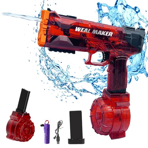 Maxee Elektrische Wasserpistole, EIN-Knopf Automatische Wasserspritzpistolen für Kinder Erwachsene, Stärkste Squirt Watergun mit großer Reichweite für Sommer Schwimmbad Party Strand im Freien Rot von Maxee