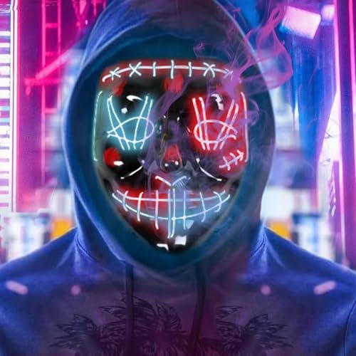 Maxee LED Maske Halloween mit 3 Beleuchtungs Modi, Halloween kostüm Herren, the Purge Maske, Ghostface kostüm,Halloween kostüm Herren & Damen, Scream Maske für Fasching Kostümspiele Cosplay Party Maxee LED Maske Halloween mit 3 Beleuchtungs Modi, Halloween kostüm Herren, the Purge Maske, Ghostface kostüm,Halloween kostüm Herren & Damen, Scream Maske für Fasching Kostümspiele Cosplay Party von Maxee