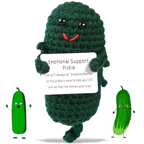 Maxee Lustige Positiver Gurke Puppe, Pocket Hug Geschenk, Handmade Mini Plüsch Figuren Positive Pickle, Kreative Sammlerpuppen, Glücksbringer für Prüfungen, Motivationsgeschenke für Freund von Maxee