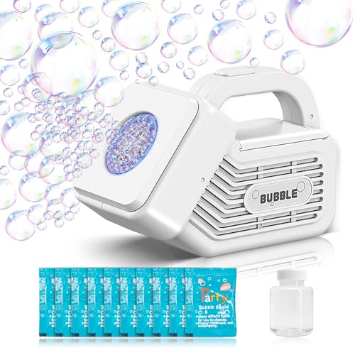 Tragbare Automatischer Seifenblasenmaschine, Seifenblasenpistole Kinder Blasenmaschine 15000+ Blasen pro Minute, Elektrisches Blasenspielzeug Hochzeit Geburtstag Weihnachten Party -Weiß von Maxee