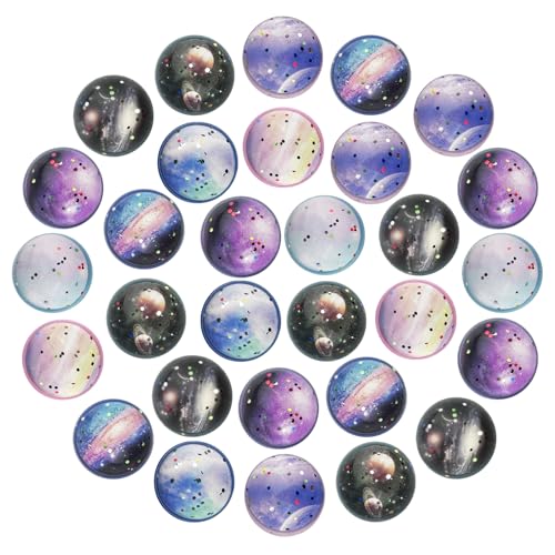 Maxentico 30 Stück Flummies für Kinder, Flummi Planeten Spielzeug Geschenk, 30 mm Flummi Glitzer Gummiball, Flummis Weltraumthema, Give Aways Mitgebsel Kindergeburtstag Set für Mädchen Jungen von Maxentico