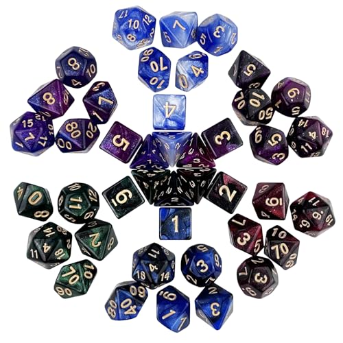 Maxentico Dnd Würfel Set, 6 x 7(42 Stück) Würfelset Dnd Dice Set, Dungeons and Dragons Würfel, Colored Polyedrische Würfel Set, Vielflächige Würfel Spiel Set, für Rollenspiele, Pathfinder, Brettspiele von Maxentico