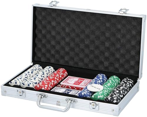 MaxiMondo Pokerset Komplett – Pokerkoffer mit 300 Pokerchips und Pokerkarten – Pokerkarten für Kinder und Erwachsene - 1x Dealer und 5X Würfel - Bis zu 5 Personen - Aluminium Poker Koffer MaxiMondo Pokerset Komplett – Pokerkoffer mit 300 Pokerchips und Pokerkarten – Pokerkarten für Kinder und Erwachsene - 1x Dealer und 5X Würfel - Bis zu 5 Personen - Aluminium Poker Koffer von MaxiMondo