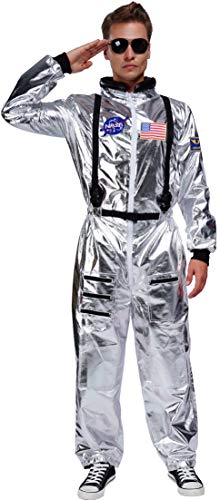 Maxim Party Supplies Astronauten-Kostüm für Herren, Faschingskostüme, silberfarben, mit bestickten Patches und Taschen - Silber - XX-Large Maxim Party Supplies Astronauten-Kostüm für Herren, Faschingskostüme, silberfarben, mit bestickten Patches und Taschen - Silber - XX-Large von Maxim Party Supplies