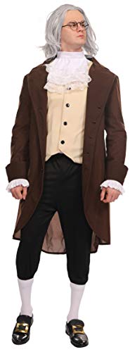 Maxim Party Supplies Benjamin Franklin Deluxe Kostüm für Herren Kolonialoutfit inkl. Jacke, Weste, Krawatte, Hose, weiße Socken - mehrfarbig - Large Maxim Party Supplies Benjamin Franklin Deluxe Kostüm für Herren Kolonialoutfit inkl. Jacke, Weste, Krawatte, Hose, weiße Socken - mehrfarbig - Large von Maxim Party Supplies