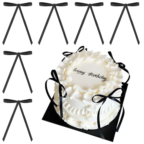 24 Stück schwarze Schleifen-Kuchenaufsätze, Kokett-Bänder, Schleife, Geburtstagskuchendekorationen, Schleife, Cupcake-Topper, Brautkuchen, Dessert, Kokette, Cupcake-Picks für Geburtstag, Hochzeit 24 Stück schwarze Schleifen-Kuchenaufsätze, Kokett-Bänder, Schleife, Geburtstagskuchendekorationen, Schleife, Cupcake-Topper, Brautkuchen, Dessert, Kokette, Cupcake-Picks für Geburtstag, Hochzeit von Maxqzin