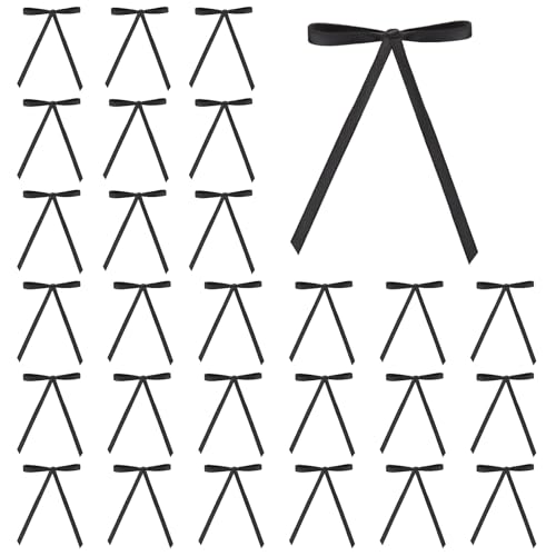 24 Stück schwarze Schleifen für Kuchen, Kuchenschleifen, 15,2 x 10,2 cm, Schleife, Geburtstagsdekorationen, Dessert-Picks, Dekoration, Schleife, Kuchenaufsatz für Party, Handwerk, DIY 24 Stück schwarze Schleifen für Kuchen, Kuchenschleifen, 15,2 x 10,2 cm, Schleife, Geburtstagsdekorationen, Dessert-Picks, Dekoration, Schleife, Kuchenaufsatz für Party, Handwerk, DIY von Maxqzin
