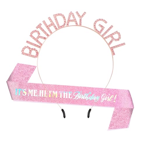 Geburtstag Schärpe und Krone für Frauen IT'S ME. HI, I'M THE Birthday Girl Glitzer Rosa Geburtstag Mädchen Schärpe und Tiara Set Strass Geburtstag Mädchen Stirnband für Frauen Mädchen Geschenk Geburtstag Schärpe und Krone für Frauen IT'S ME. HI, I'M THE Birthday Girl Glitzer Rosa Geburtstag Mädchen Schärpe und Tiara Set Strass Geburtstag Mädchen Stirnband für Frauen Mädchen Geschenk von Maxqzin
