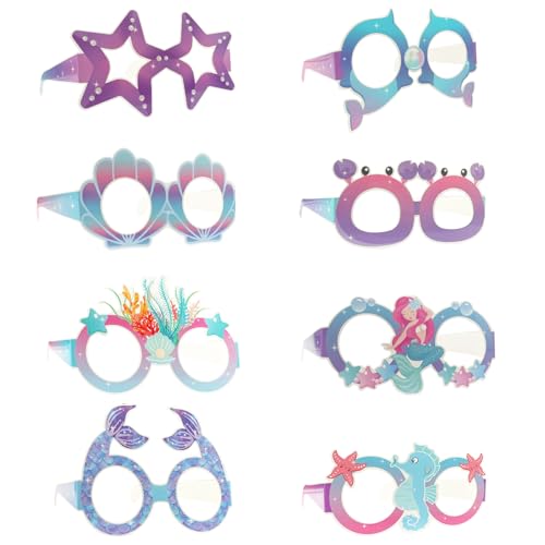 Maxqzin 8 Stück Meerjungfrauen-Geburtstagsdekorationen, Partybrille, Meerestier-Party-Papierbrillen, unter dem Meer, Party-Dekorationen für Kinder, Jungen, Mädchen Maxqzin 8 Stück Meerjungfrauen-Geburtstagsdekorationen, Partybrille, Meerestier-Party-Papierbrillen, unter dem Meer, Party-Dekorationen für Kinder, Jungen, Mädchen von Maxqzin