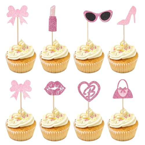Maxqzin Cupcake-Topper mit Herz, Schleife, Lippe, Handtasche, Lippenstift, Brille, Dame, High Heel, für Prinzessinnen, Hochzeit, Duschzubehör, Hot Pink, 24 Stück Maxqzin Cupcake-Topper mit Herz, Schleife, Lippe, Handtasche, Lippenstift, Brille, Dame, High Heel, für Prinzessinnen, Hochzeit, Duschzubehör, Hot Pink, 24 Stück von Maxqzin