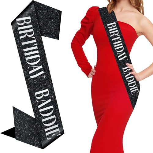 Maxqzin Geburtstag Schärpe für Frauen, Satin Geburtstag Baddie Schärpe Schwarz Glitzer Geburtstag Schärpe für Mädchen Geburtstag Schärpe mit Silberfolie Geburtstag Zubehör für Frauen Mädchen Maxqzin Geburtstag Schärpe für Frauen, Satin Geburtstag Baddie Schärpe Schwarz Glitzer Geburtstag Schärpe für Mädchen Geburtstag Schärpe mit Silberfolie Geburtstag Zubehör für Frauen Mädchen von Maxqzin
