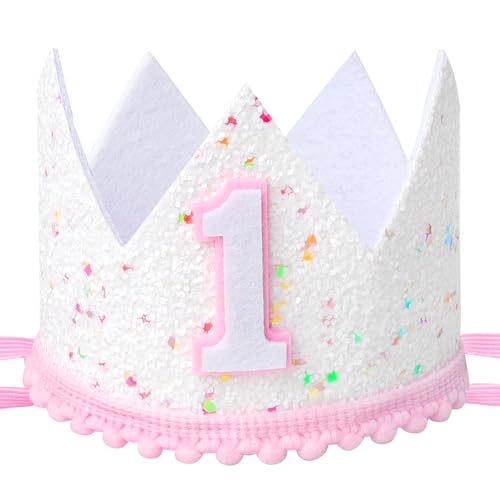 Maxqzin Krone zum 1. Geburtstag für Mädchen, Hut zum 1. Geburtstag mit bunten Punkten, Glitzer, weicher Filzstoff, Hut für Geburtstagsparty, Dekoration, Foto-Requisiten Maxqzin Krone zum 1. Geburtstag für Mädchen, Hut zum 1. Geburtstag mit bunten Punkten, Glitzer, weicher Filzstoff, Hut für Geburtstagsparty, Dekoration, Foto-Requisiten von Maxqzin
