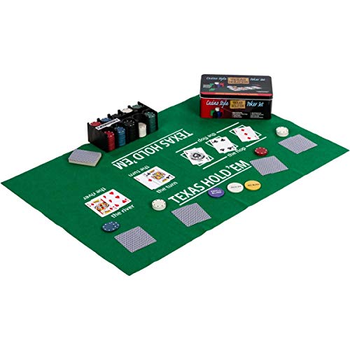 GAMES PLANET Pokerset in Metallbox, 200 Poker Chips, 2 Decks, Dealer Button, Small Blind, Big Blind, Spielmatte Texas Holdem GAMES PLANET Pokerset in Metallbox, 200 Poker Chips, 2 Decks, Dealer Button, Small Blind, Big Blind, Spielmatte Texas Holdem von GAMES PLANET