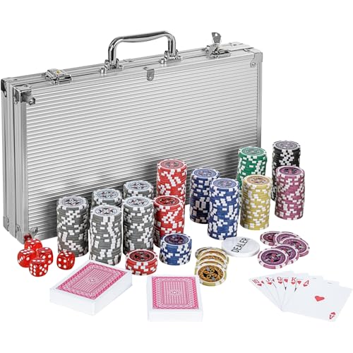 GAMES PLANET Pokerkoffer mit 300 Laser-Chips, Silver/Gold/Black Edition - Auswahl: Silver von GAMES PLANET