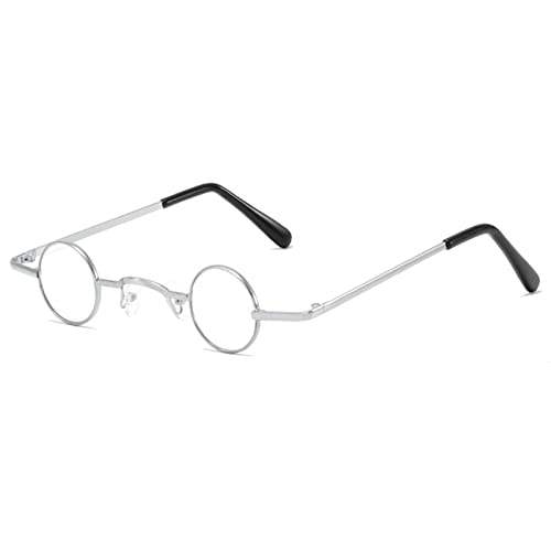 Maxtonser Runde Hippie-Brille, klein, rund, Vintage, runder Metallrahmen, silberfarbener Rahmen, Weiß Maxtonser Runde Hippie-Brille, klein, rund, Vintage, runder Metallrahmen, silberfarbener Rahmen, Weiß von Maxtonser