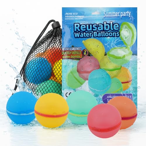 Wiederverwendbare Wasserballons 1er Set 8 Stück - Silikon Wasserbomben für Kinder, selbstschließend, magnetisch, schnell Befüllbar & umweltfreundlich - Wasserspielzeug für Sommer, Garten & Pool von MaxxGoods