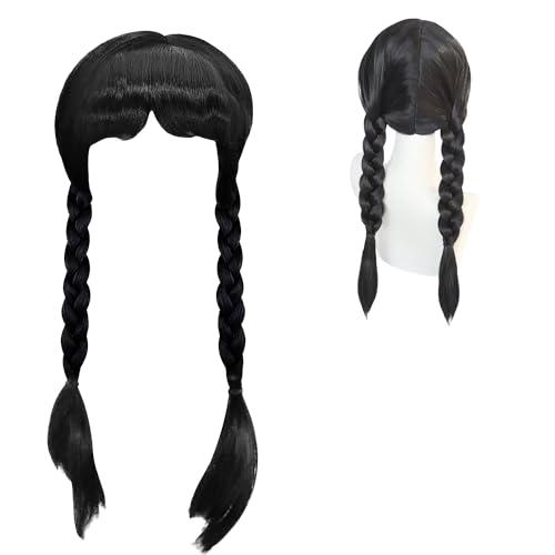 A-ddams Perücke für Kinder, A-ddams Lange Schwarze Geflochtene Perücken, Gothic Kostüm Zöpfe Perücken mit Bangs, A-ddams Family Merchandise für Faschingskostüme Karneval Halloween Cosplay A-ddams Perücke für Kinder, A-ddams Lange Schwarze Geflochtene Perücken, Gothic Kostüm Zöpfe Perücken mit Bangs, A-ddams Family Merchandise für Faschingskostüme Karneval Halloween Cosplay von May Huang