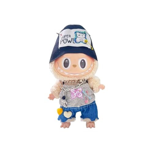 May Huang Bekleidung für 17cm Labubu Plüsch, Mini Kuscheltier Kleidung Outfit nur Bekleidungs zubehör für 17cm Labubu Plush Pullover Hoodie Bekleidung DIY Kinder Geschenke (A) von May Huang