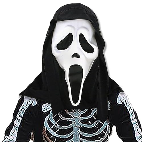 May Huang Halloween Ghostface Maske Latex Schrei Maske Bstask Maske Horrorfilm Maske Geister Scream Maske Party Maske Gruselige Requisiten für Karneval, Fasching, Halloween (A) von May Huang