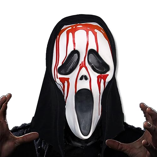 May Huang Halloween Ghostface Maske Latex Schrei Maske Bstask Maske Horrorfilm Maske Geister Scream Maske Party Maske Gruselige Requisiten für Karneval, Fasching, Halloween (B) von May Huang