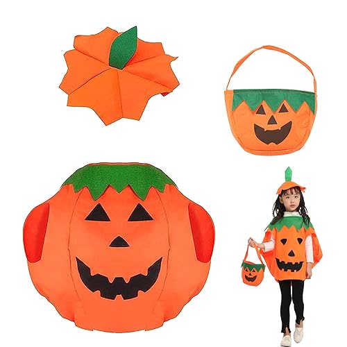 May Huang Halloween Kostüm Kinder, Halloween Kürbis Kostüm, Kürbiskostüm Halloween mit Kürbiskorb und Hut, Kostüm Kürbis für Junge Mädchen Cosplay Halloween Party May Huang Halloween Kostüm Kinder, Halloween Kürbis Kostüm, Kürbiskostüm Halloween mit Kürbiskorb und Hut, Kostüm Kürbis für Junge Mädchen Cosplay Halloween Party von May Huang