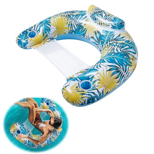 May Huang Luftmatratze Pool, Aufblasbares Schwimmbett Wasserhängematte, Schwimmhängematte, Wasser Hängematte mit Luftpumpe für Swimmingpool Beach, Pool Spielzeug für Erwachsene und Kinder (K) von May Huang