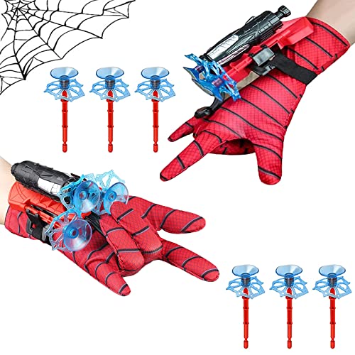 May Huang Spider Launcher Handschuh, 2 Set Spiderman Hero Handschuhe für Kinder, Spider Web Shooter, Hero Launcher Gloves, Spiderman Spielzeug Handschuh, Kids Held Launcher für Cosplay von May Huang