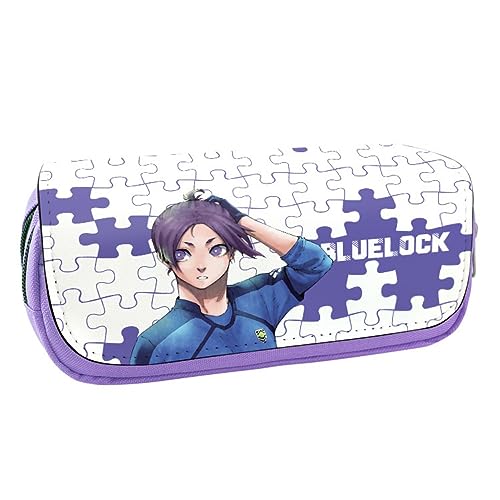 Blau Lock Federmäppchen Für Grund- Und Sekundarschüler Blau Lock Anime Mäppchen, Doppelter Reißverschluss, Großes Fassungsvermögen (A) von MayDee