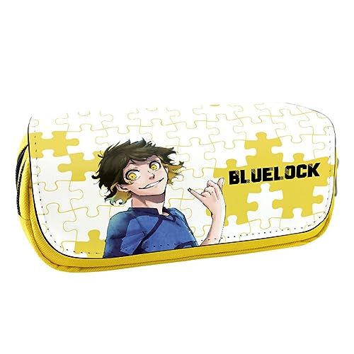 Blau Lock Federmäppchen Für Grund- Und Sekundarschüler Blau Lock Anime Mäppchen, Doppelter Reißverschluss, Großes Fassungsvermögen (E) von MayDee
