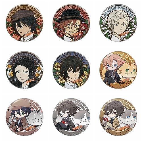 Bungo Stray Dogs Weißblech Brooches, 9 Herren Damen Abzeichen Schmuck Bungo Stray Dogs Anime Fanzine Figur Cosplay Zubehör Badge Für Fans Sammlungen Verkleiden 58mm von MayDee