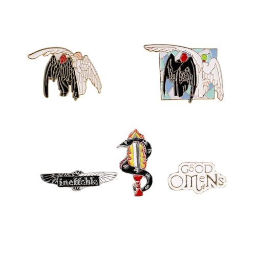 MayDee Good Omens Metall Abzeichen Accessoires Für Kleidung, 5 Stück Good Omens Fanfiction Badge Engel Und Dämonen Broches Geschenk Dekoration MayDee Good Omens Metall Abzeichen Accessoires Für Kleidung, 5 Stück Good Omens Fanfiction Badge Engel Und Dämonen Broches Geschenk Dekoration von MayDee