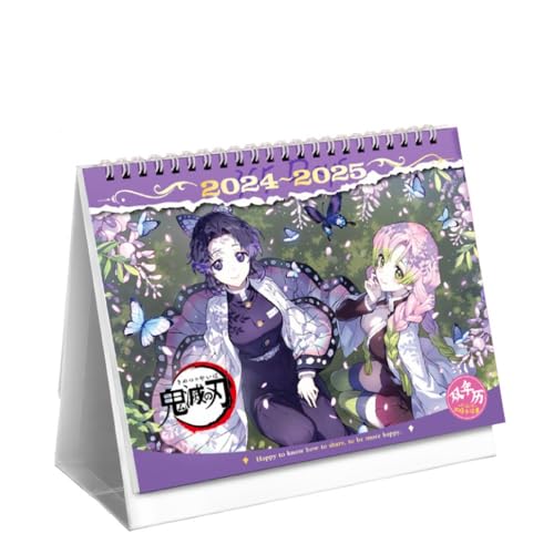 MayDee 2024-2025 Anime Nezuko Biennale Tischkalender Kalender, Countdown Tischkalender Anime Figure Kochou Shinobu Schöne Illustration, Mehrfarbig von MayDee