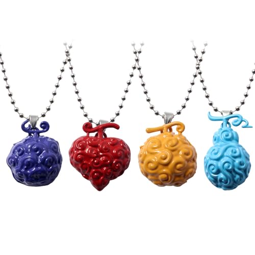 MayDee 4 Piece Devil Fruit Halskette, 4 Gummi Devil Frucht Ace Luffy Cosplay Accessories Vierfarbig MayDee 4 Piece Devil Fruit Halskette, 4 Gummi Devil Frucht Ace Luffy Cosplay Accessories Vierfarbig von MayDee