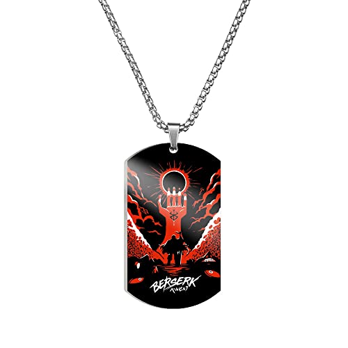 MayDee Berserk Edelstahl Halskette Mit Farbigem Druck Personalisierte Männer-Anhänger, Berserker Anime Anhänger (E) von MayDee