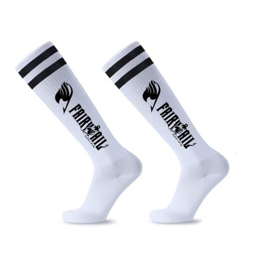 MayDee Fairy Tail Anime Socken Fairy Tail Cartoon Strümpfe Baumwolle Anti-Schweiß Vielseitig Sport Cosplay Gestreifte Mittelhohe Socken (D) von MayDee