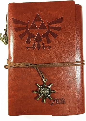 MayDee Zelda Serie Vintage Nachfüllbare Reise Tagebuch Art Premium PU Leder Classic Geprägte Reise Journal Notizbuch Mit Kartenhalter Und Retro Anhänger von MayDee