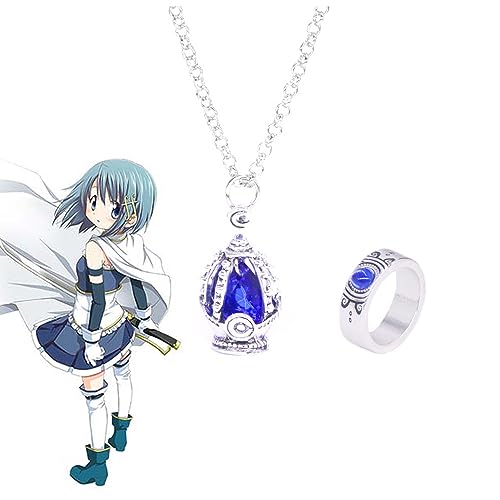 Puella Magi Madoka Magica Halsketten & Ringe, Mädchen Schmuck Anhänger Cosplay Zubehör Für Fan Girl Geschenk Dekoration, 2er-Set (B) von MayDee