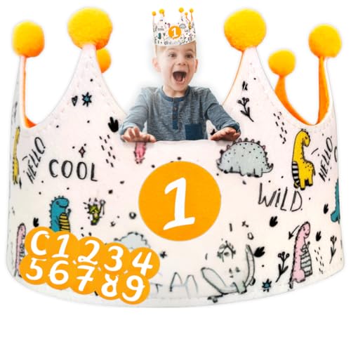 MayMax Krone Geburtstag 1 Jahr 2 Jahre 3 Jahre 4 Jahre 5 Jahre [0-9 Jahre] | Kinderparty zum ersten Geburtstag für Jungen Mädchen oder Baby | Set mit austauschbaren Zahlen, originelles Geschenk von MayMax